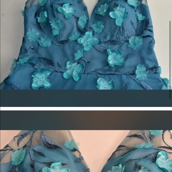 Marchesa Notte hi low 3D floral tiered dress - Picture 3 of 9